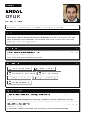 Çağrı Merkezi cv indir